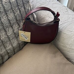 Chic Burgundy Leather Patricia Nash Wristlet Bag
